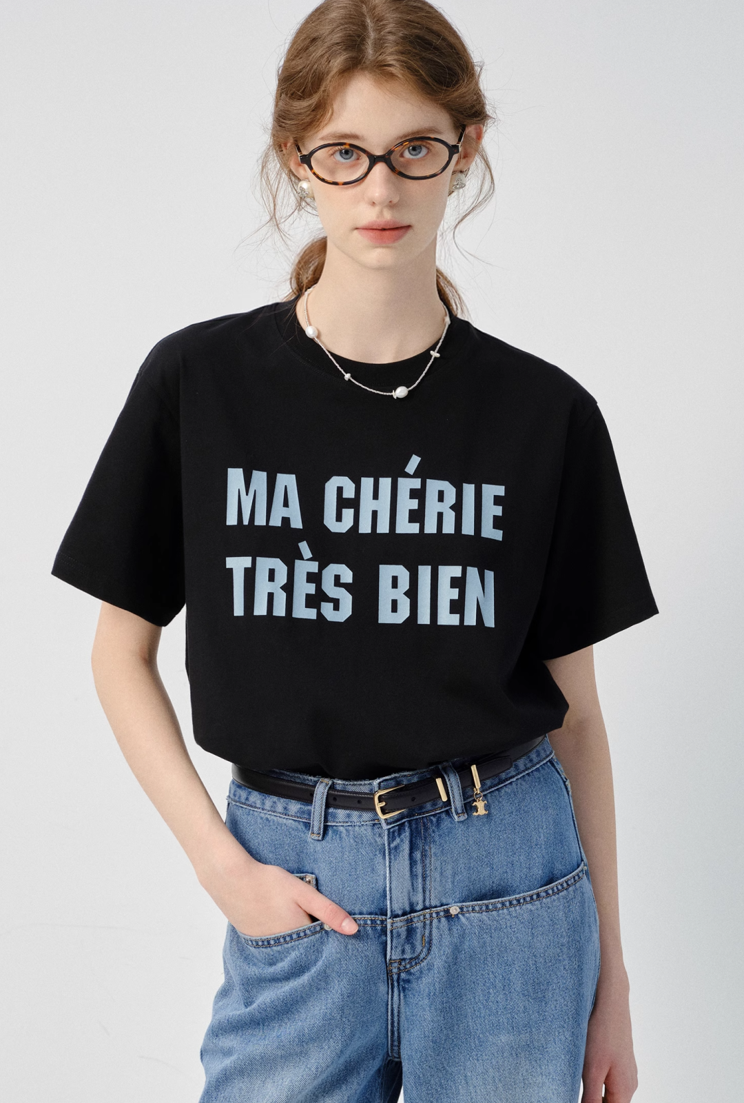 レタープリントシンプルTシャツC2748